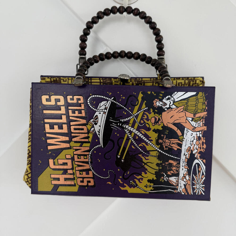 H.G. Wells Seven Novels Book Purse Beaded Handles
